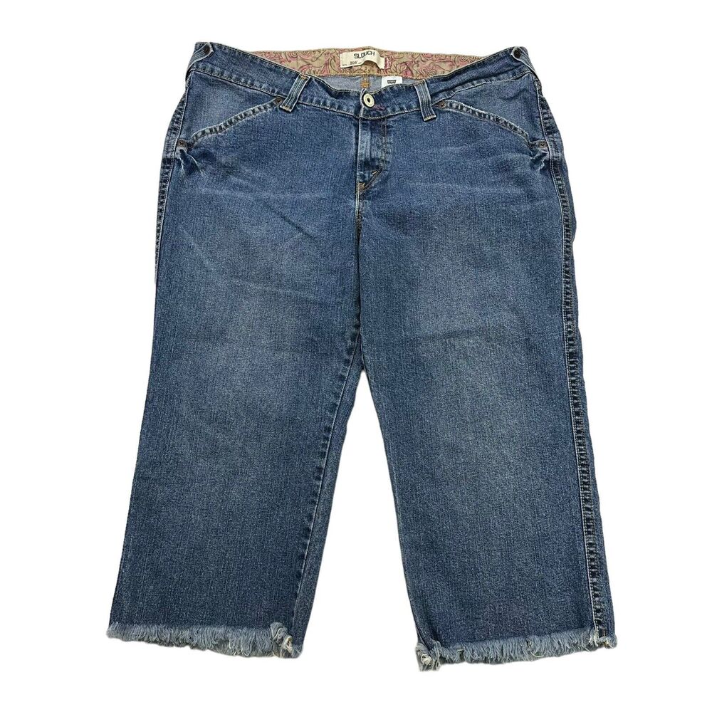Levis Jeans Womens 24 Blue Denim 504 Slouch Cropped Capri Straight Leg High Rise